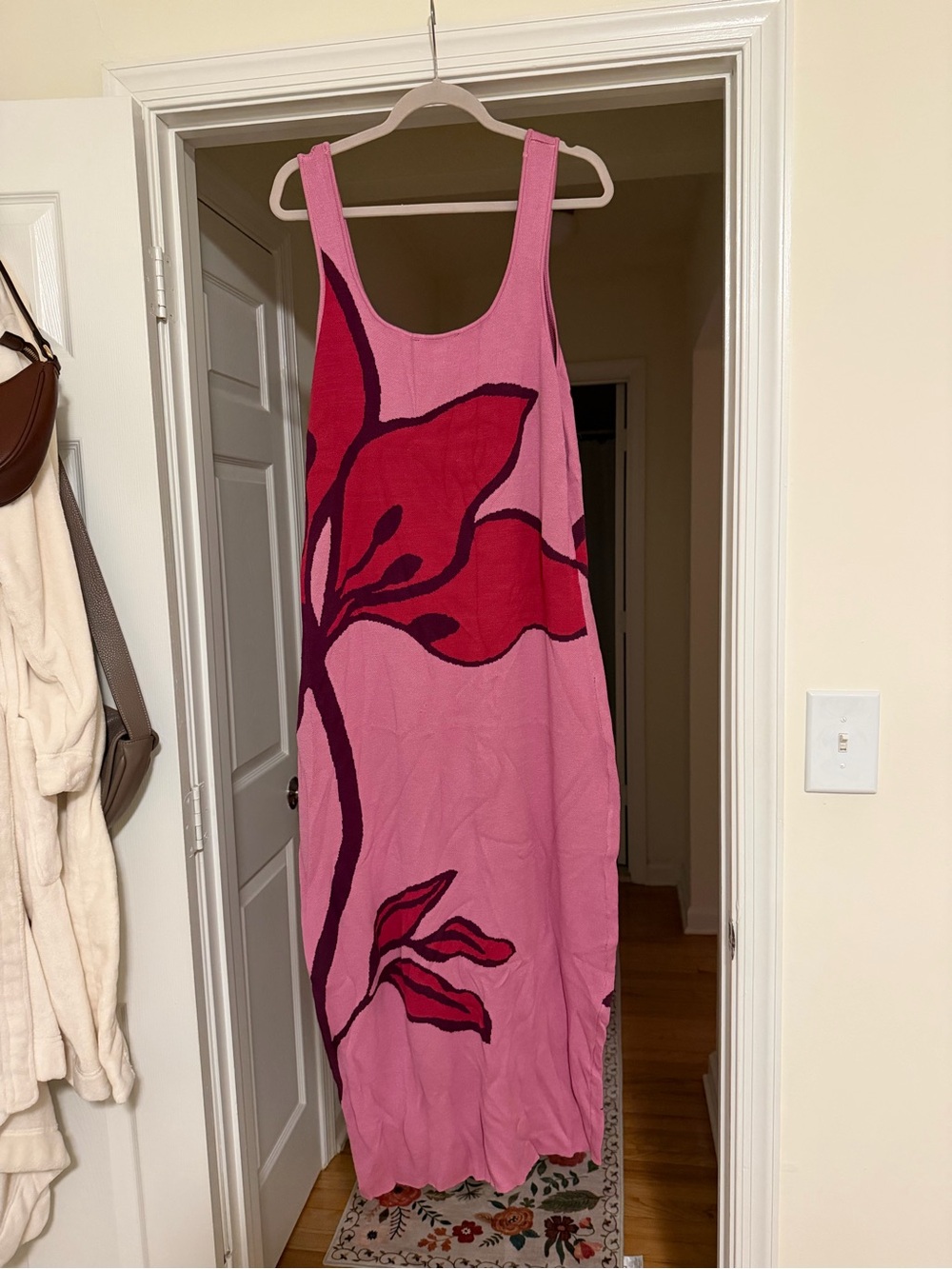 Eloquii Pink Maxi Dress with Red Floral Motif - Picture 2 of 6